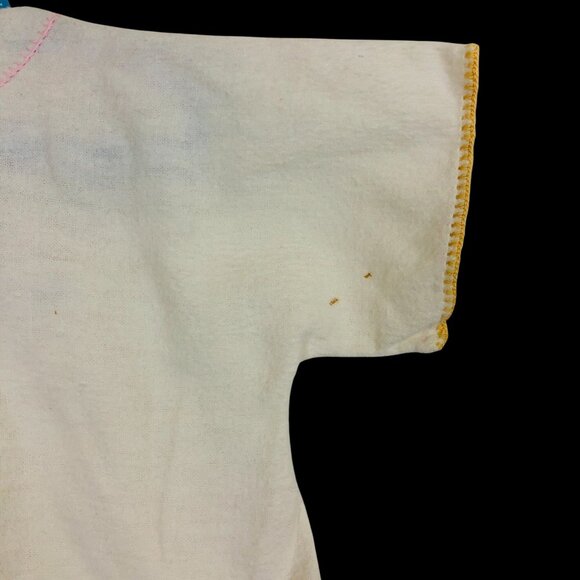 Vtg Baby Flannel Open Jacket Hand Embroidered Elephants Crocheted Edge Yellow - Picture 9 of 9